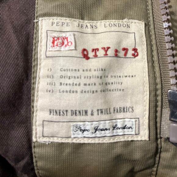 Pepe Jeans London Parka Jacket Olive Green Zippered with Pockets Men's sz. XL - Picture 12 of 12